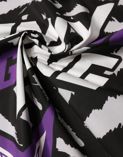 Pañuelo Dolce & Gabbana Negro Morado DG King Algodón Foulard 51cm x 49.5cm