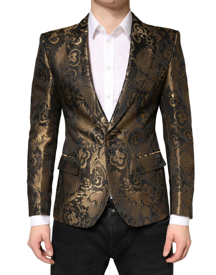 Blazer de smoking Dolce & Gabbana en jacquard doré à boutonnage simple