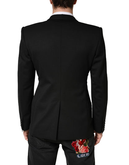 Blazer negro de una hilera de botones adornado de Dolce & Gabbana