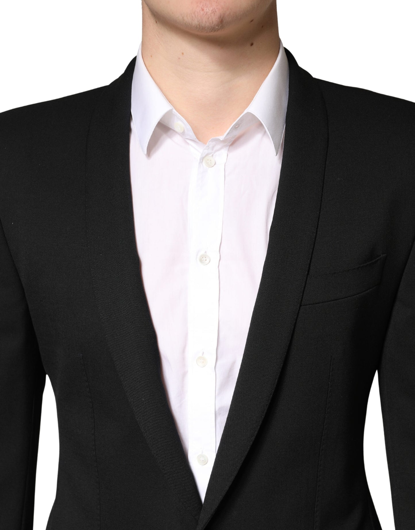 Blazer negro de una hilera de botones adornado de Dolce & Gabbana