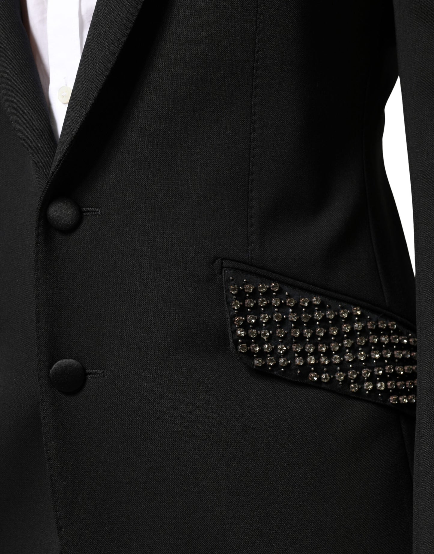 Blazer negro de una hilera de botones adornado de Dolce & Gabbana