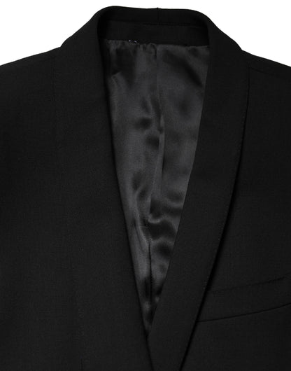 Blazer negro de una hilera de botones adornado de Dolce & Gabbana