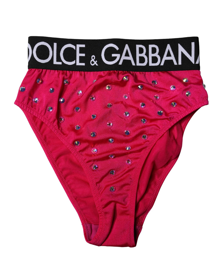 Ropa interior Dolce & Gabbana de talle alto rosa adornada con el logo