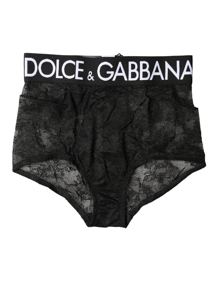 Ropa interior de braga de talle alto con faja y logo negra de Dolce & Gabbana