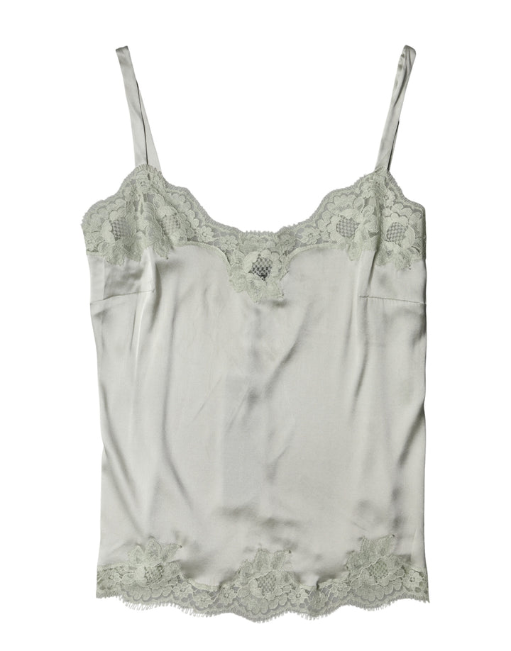Top de lencería de encaje floral verde claro Dolce & Gabbana
