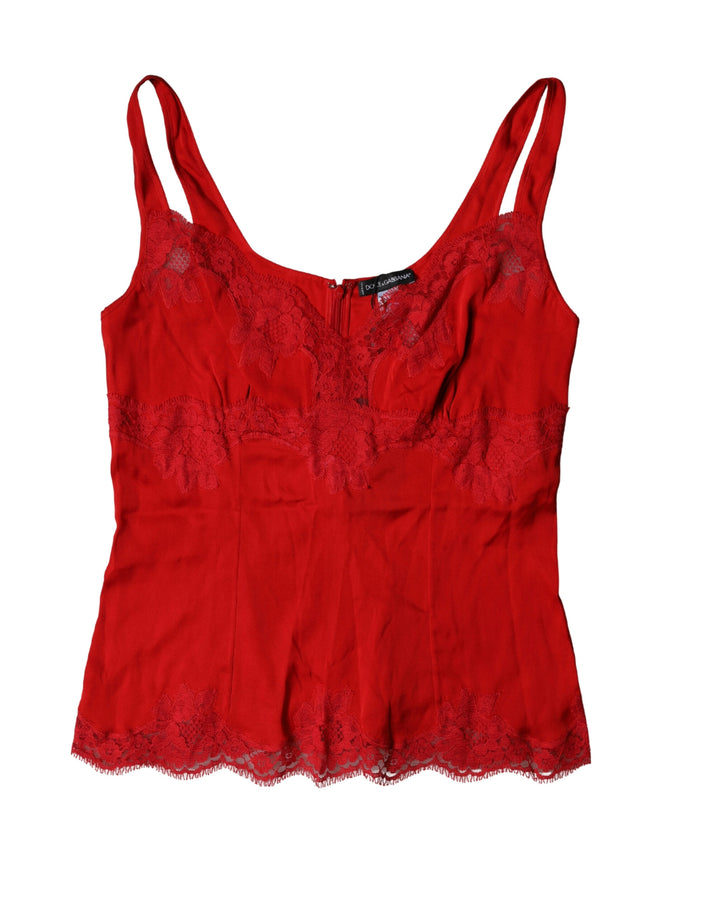 Top de lencería Dolce & Gabbana de seda roja con encaje floral