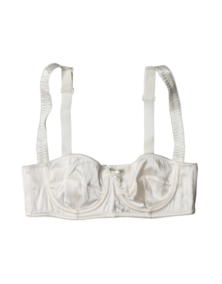 Sujetador Dolce & Gabbana de seda blanca satinada con aros y semi-relleno