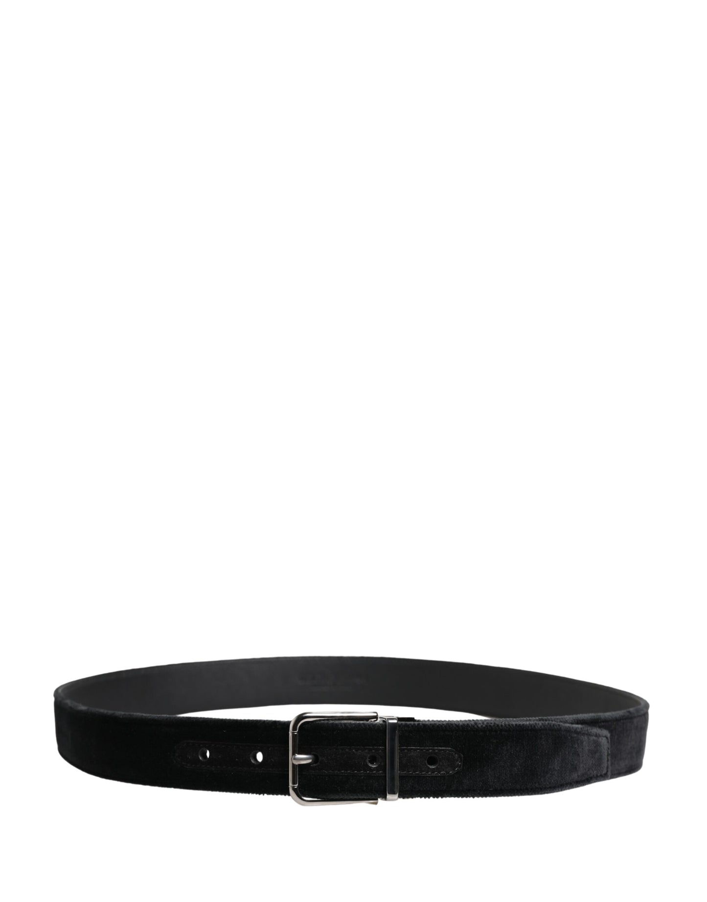 Ceinture homme Dolce & Gabbana en daim noir avec boucle en métal argenté