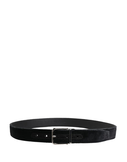 Ceinture homme Dolce & Gabbana en daim noir avec boucle en métal argenté