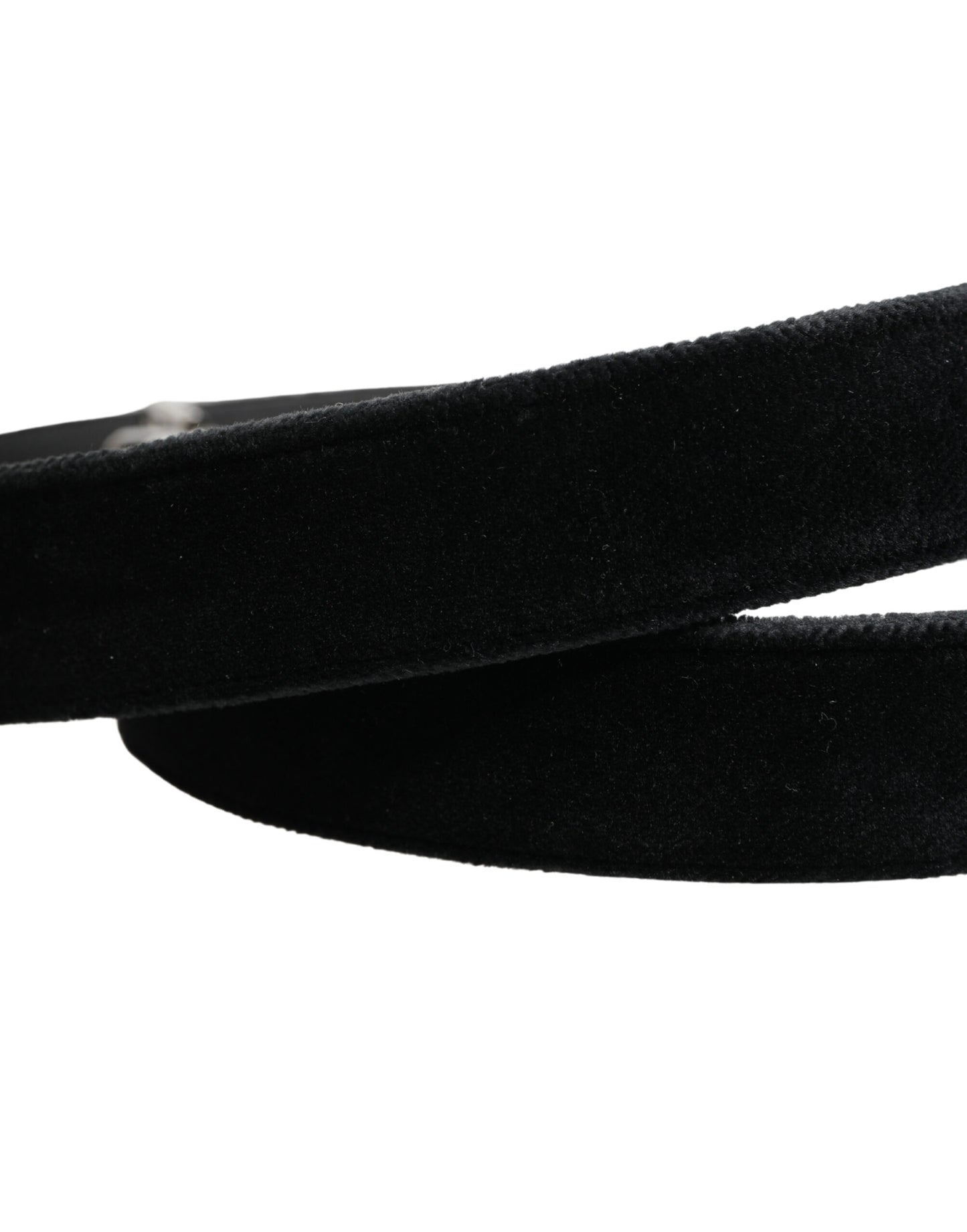 Ceinture homme Dolce & Gabbana en daim noir avec boucle en métal argenté