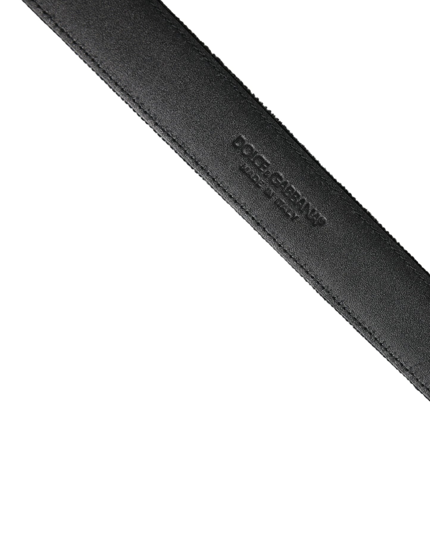 Ceinture homme Dolce & Gabbana en daim noir avec boucle en métal argenté