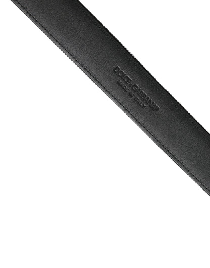 Ceinture homme Dolce & Gabbana en daim noir avec boucle en métal argenté