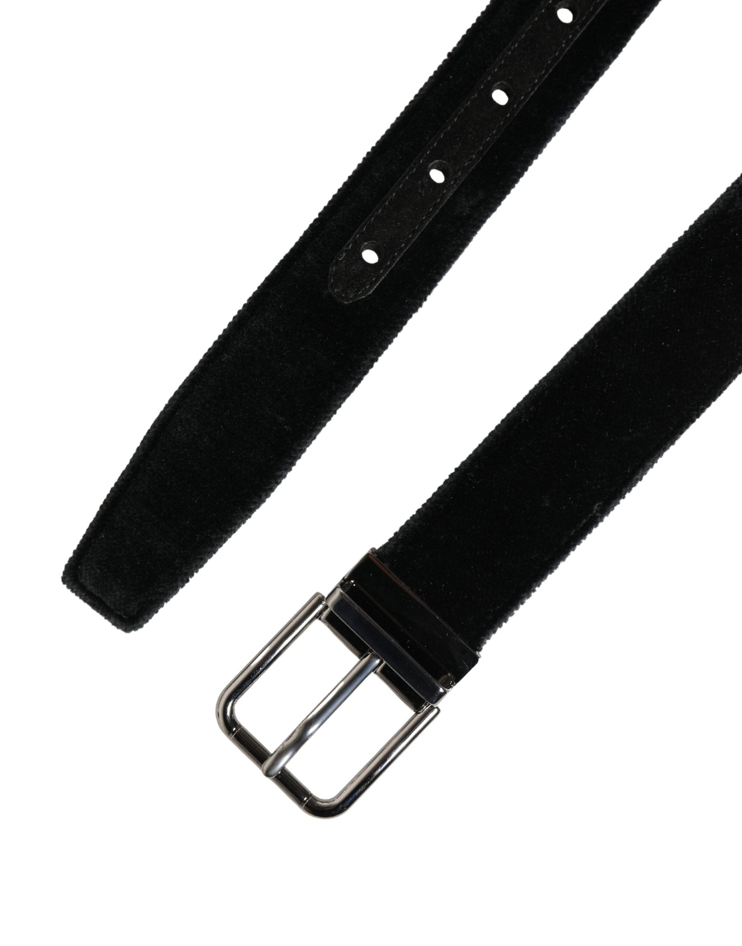 Ceinture homme Dolce & Gabbana en daim noir avec boucle en métal argenté