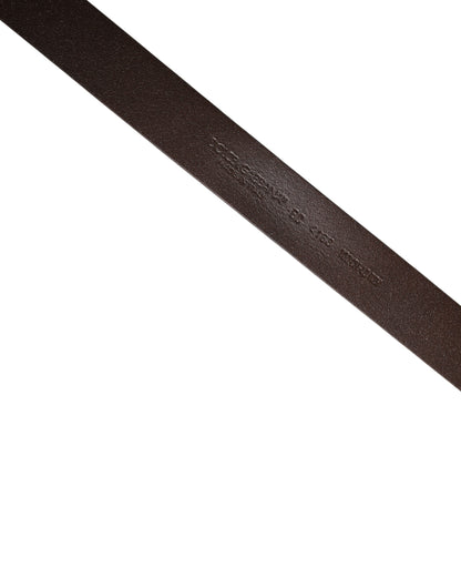 Cinturón de hombre Dolce & Gabbana de cuero marrón con hebilla de metal y logo
