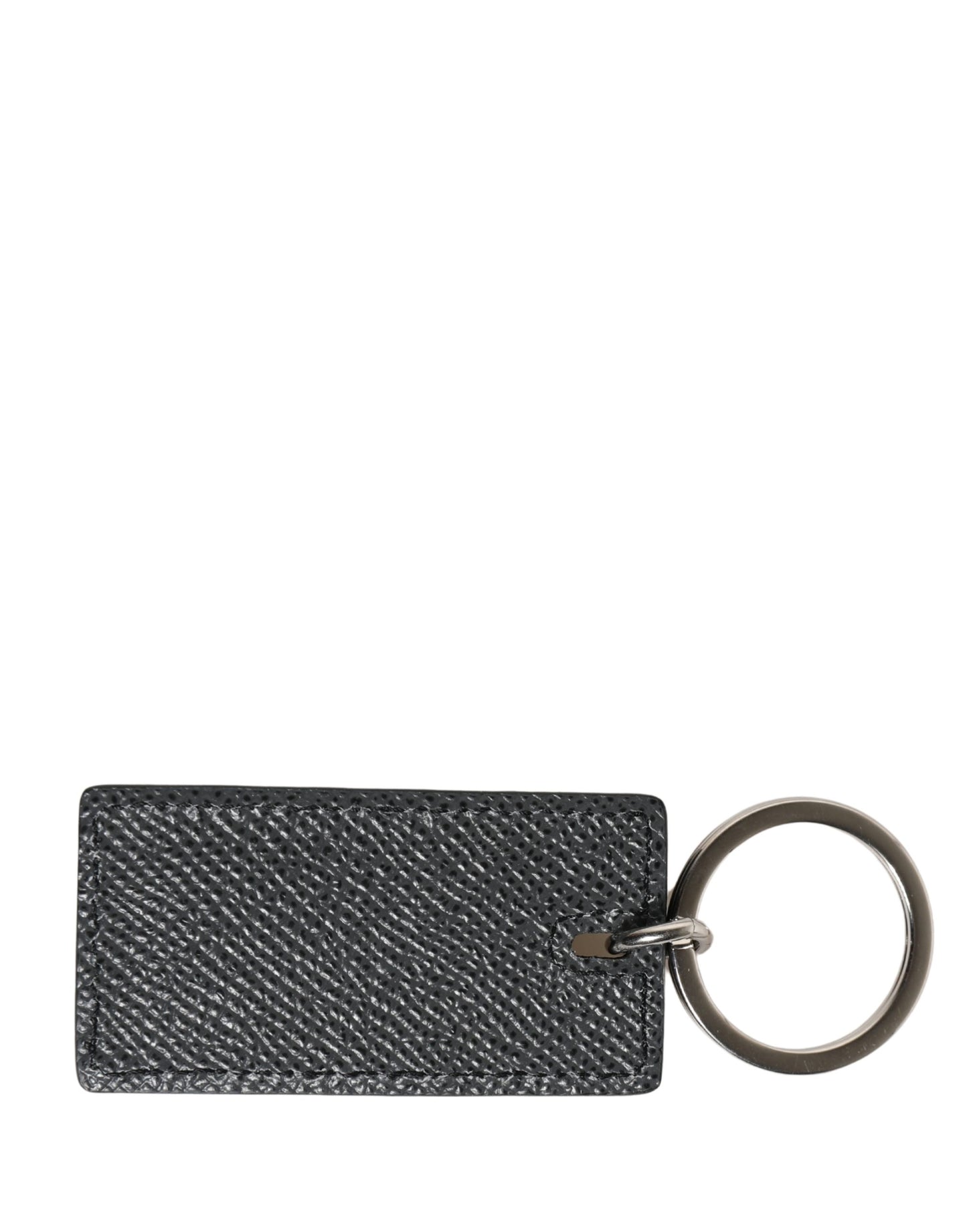 Llavero Dolce & Gabbana de piel de becerro negra con anilla metálica del logotipo D&G