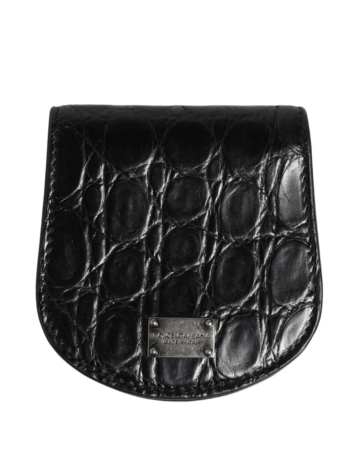Dolce & Gabbana Tarjetero/Billetera de Bolsillo de Piel Exótica Negra para Preservativos
