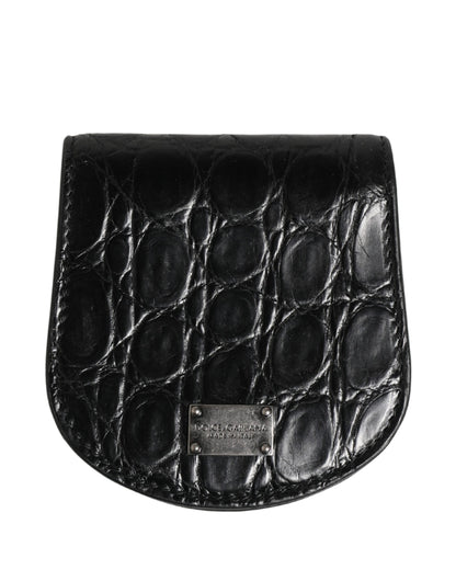 Étui à préservatifs Dolce & Gabbana en peau exotique noire Portefeuille de poche