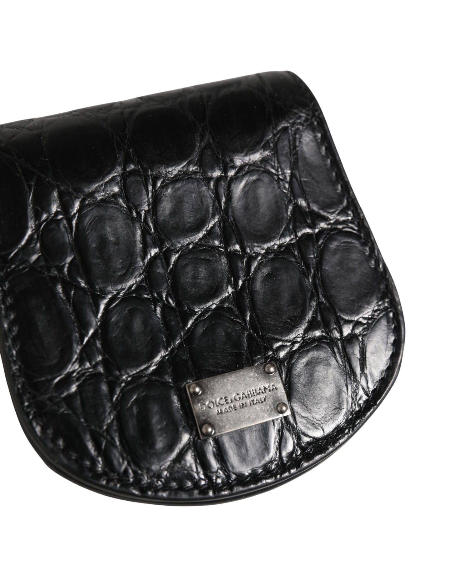 Étui à préservatifs Dolce & Gabbana en peau exotique noire Portefeuille de poche
