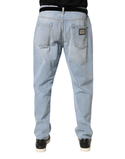 Dolce & Gabbana Light Blue Washed Loose Cotton Denim Jeans