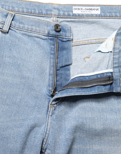 Dolce & Gabbana Light Blue Washed Loose Cotton Denim Jeans