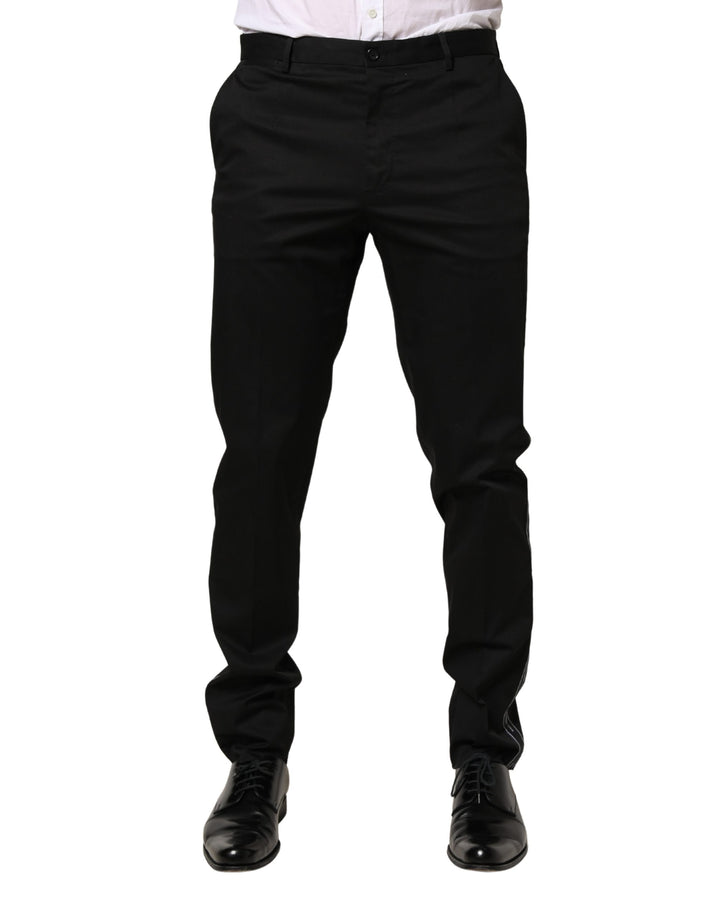 Pantalones de vestir ajustados de algodón negro para hombre Dolce & Gabbana