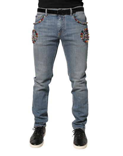 Dolce & Gabbana Vaqueros Holgados de Algodón Azules Adornados para Hombre
