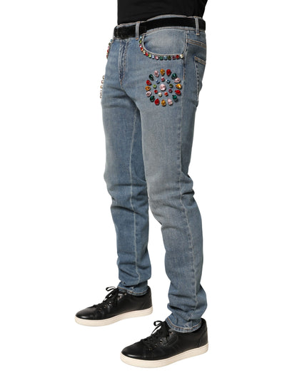 Dolce & Gabbana Vaqueros Holgados de Algodón Azules Adornados para Hombre