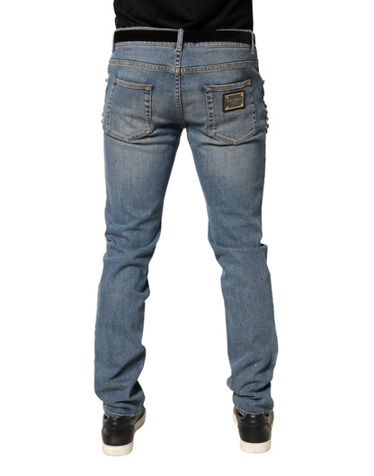 Dolce & Gabbana Vaqueros Holgados de Algodón Azules Adornados para Hombre