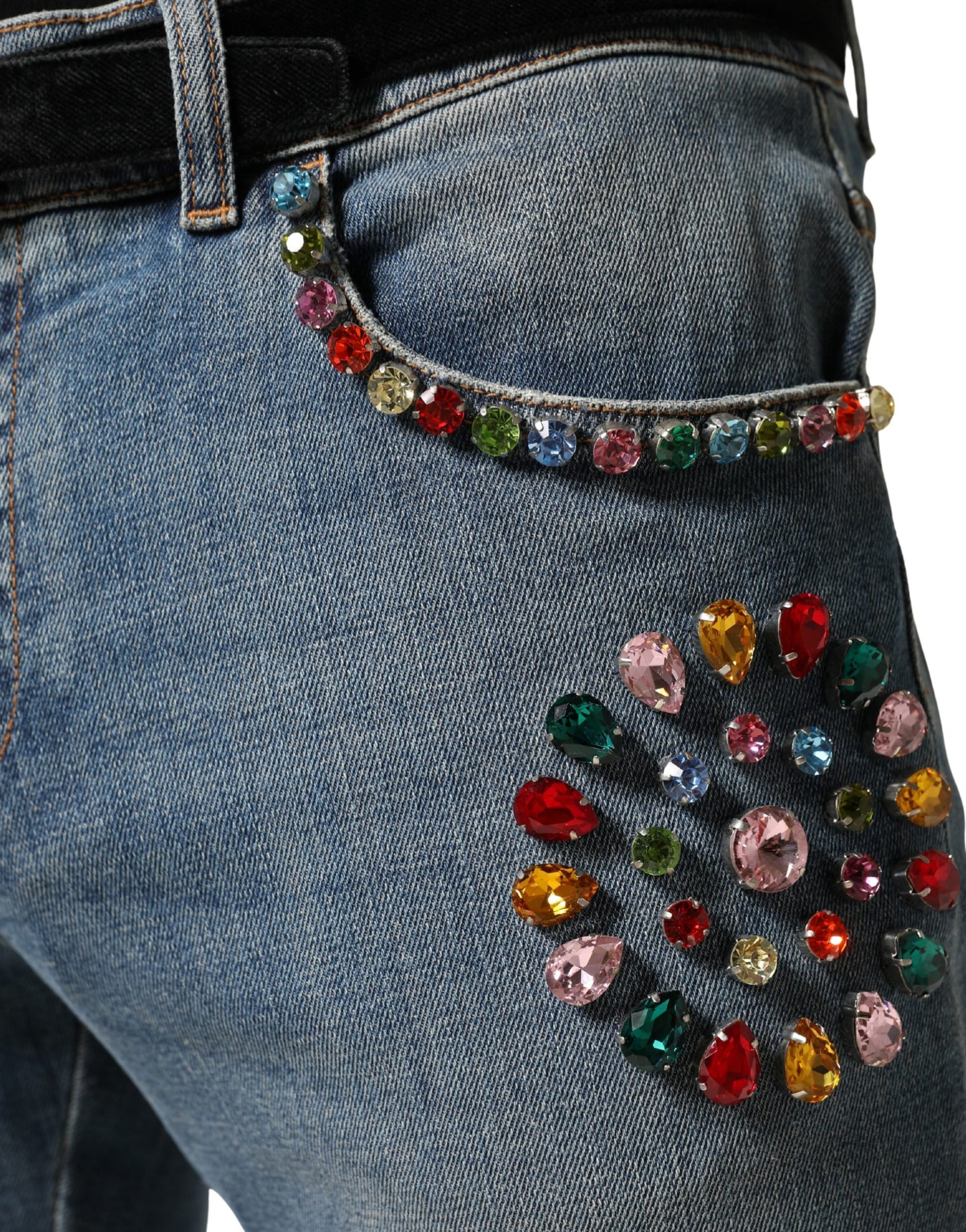 Dolce & Gabbana Vaqueros Holgados de Algodón Azules Adornados para Hombre