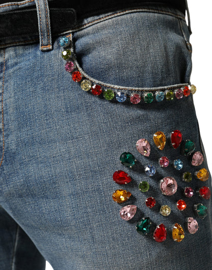Dolce & Gabbana Vaqueros Holgados de Algodón Azules Adornados para Hombre