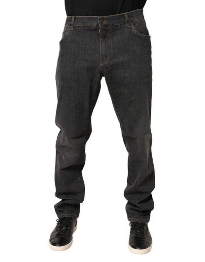 Vaqueros de hombre de algodón gris oscuro ajustados de Dolce & Gabbana