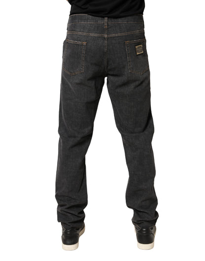 Vaqueros de hombre de algodón gris oscuro ajustados de Dolce & Gabbana