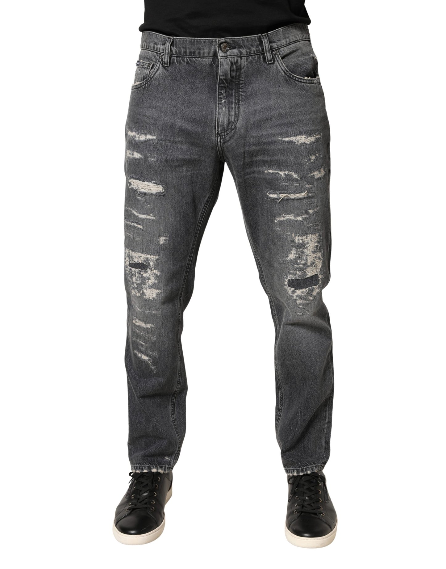 Vaqueros holgados Dolce & Gabbana de algodón deshilachado gris oscuro