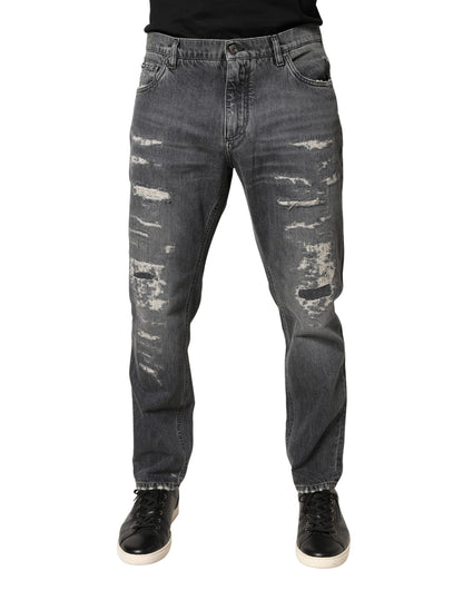 Vaqueros holgados Dolce & Gabbana de algodón deshilachado gris oscuro