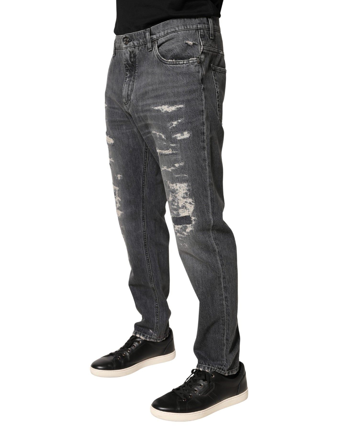 Vaqueros holgados Dolce & Gabbana de algodón deshilachado gris oscuro