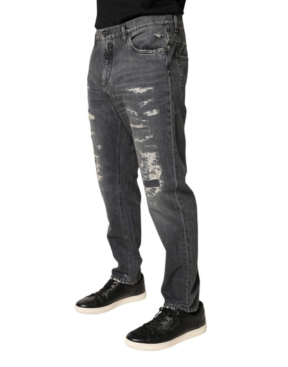 Vaqueros holgados Dolce & Gabbana de algodón deshilachado gris oscuro