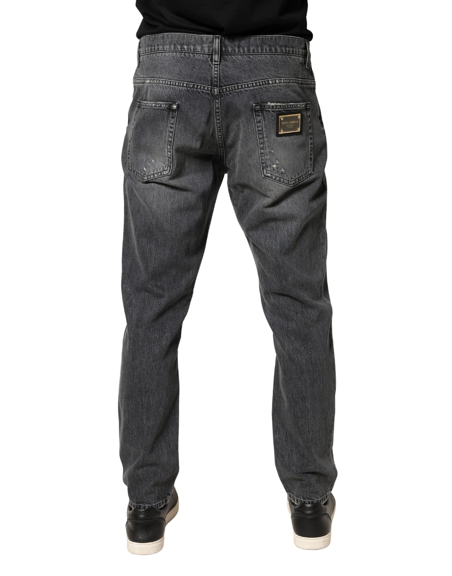Vaqueros holgados Dolce & Gabbana de algodón deshilachado gris oscuro
