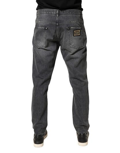 Vaqueros holgados Dolce & Gabbana de algodón deshilachado gris oscuro