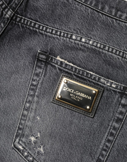 Vaqueros holgados Dolce & Gabbana de algodón deshilachado gris oscuro
