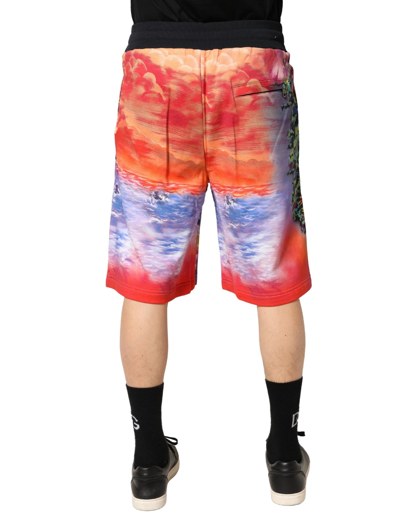 Dolce & Gabbana Multicolor Graphic Print Cotton Bermuda Shorts