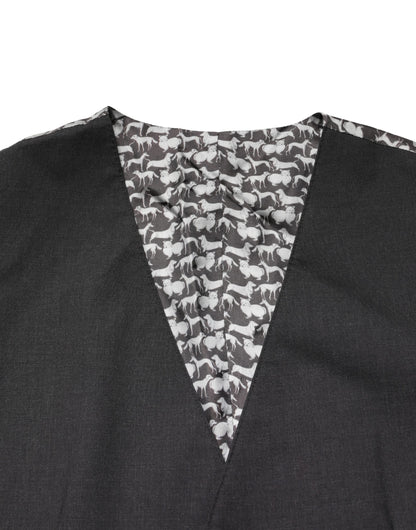 Dolce & Gabbana Black Wool Dress Men Formal Waistcoat Vest