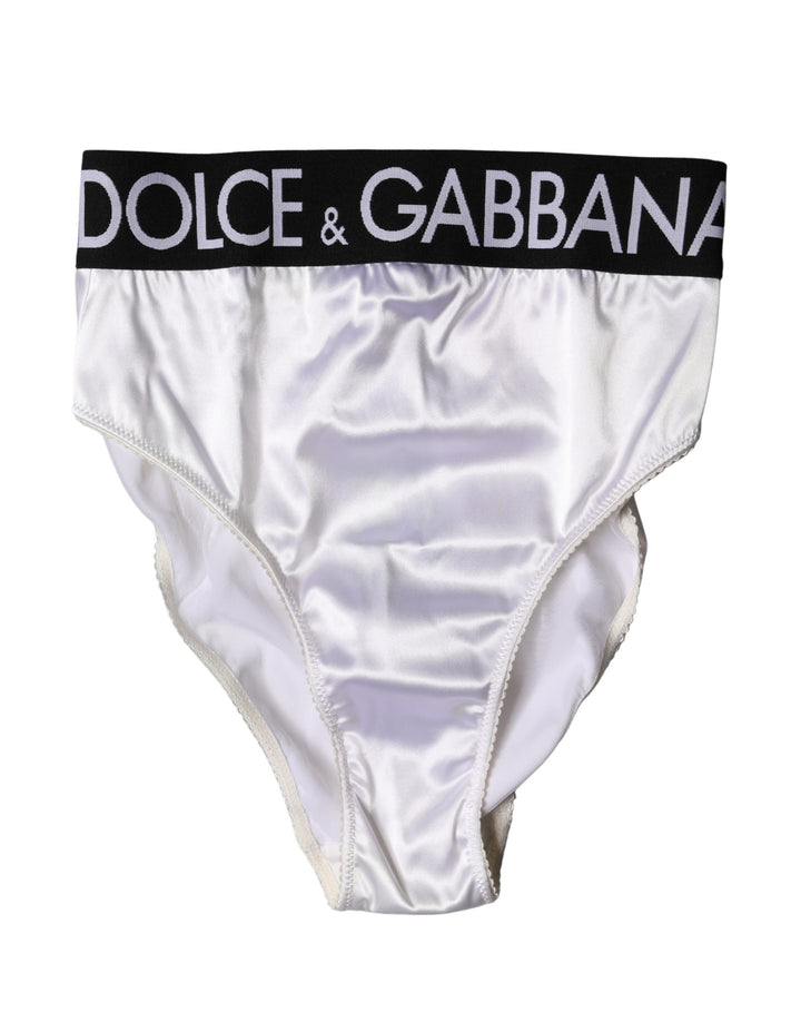 Ropa interior tipo braguita de talle alto con logo blanco de Dolce & Gabbana