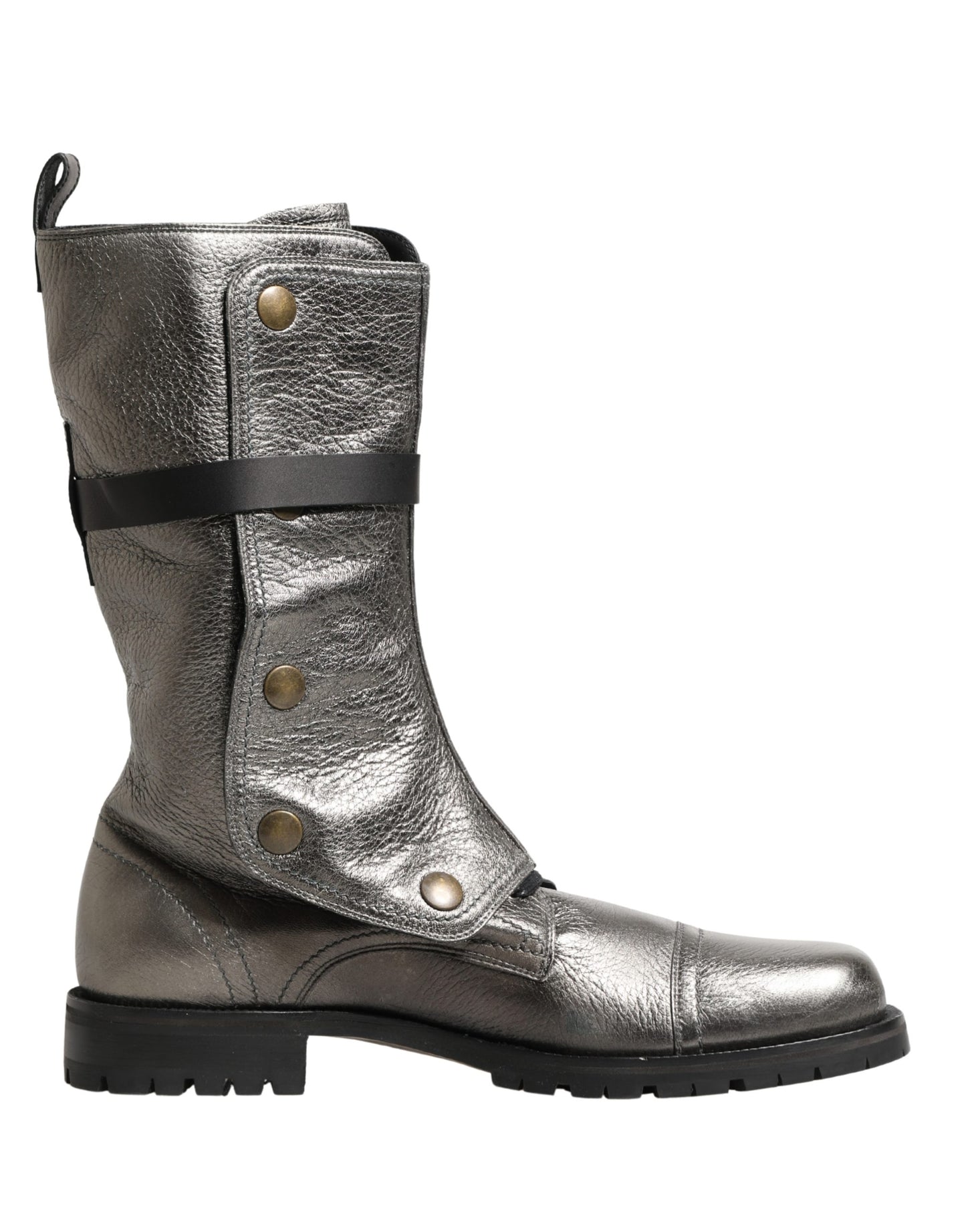 Botas de caña media "Biker Combat" metálicas plateadas Dolce & Gabbana