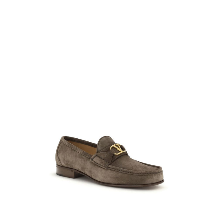 Mocasines sin cordones Valentino Garavani de piel de becerro marrón Bos Taurus