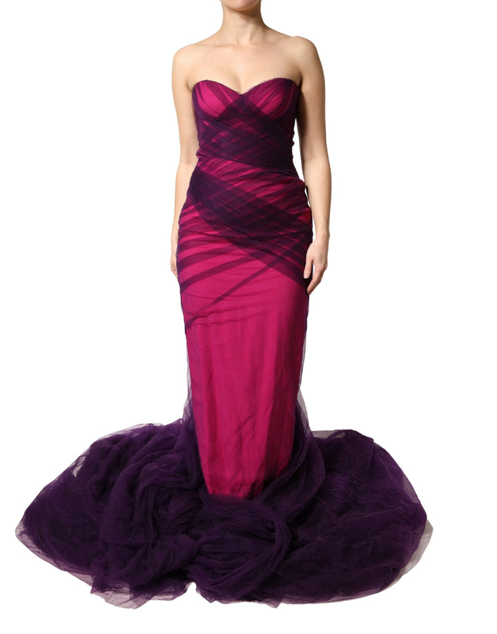 Vestido de sirena sin tirantes Dolce & Gabbana rosa y negro