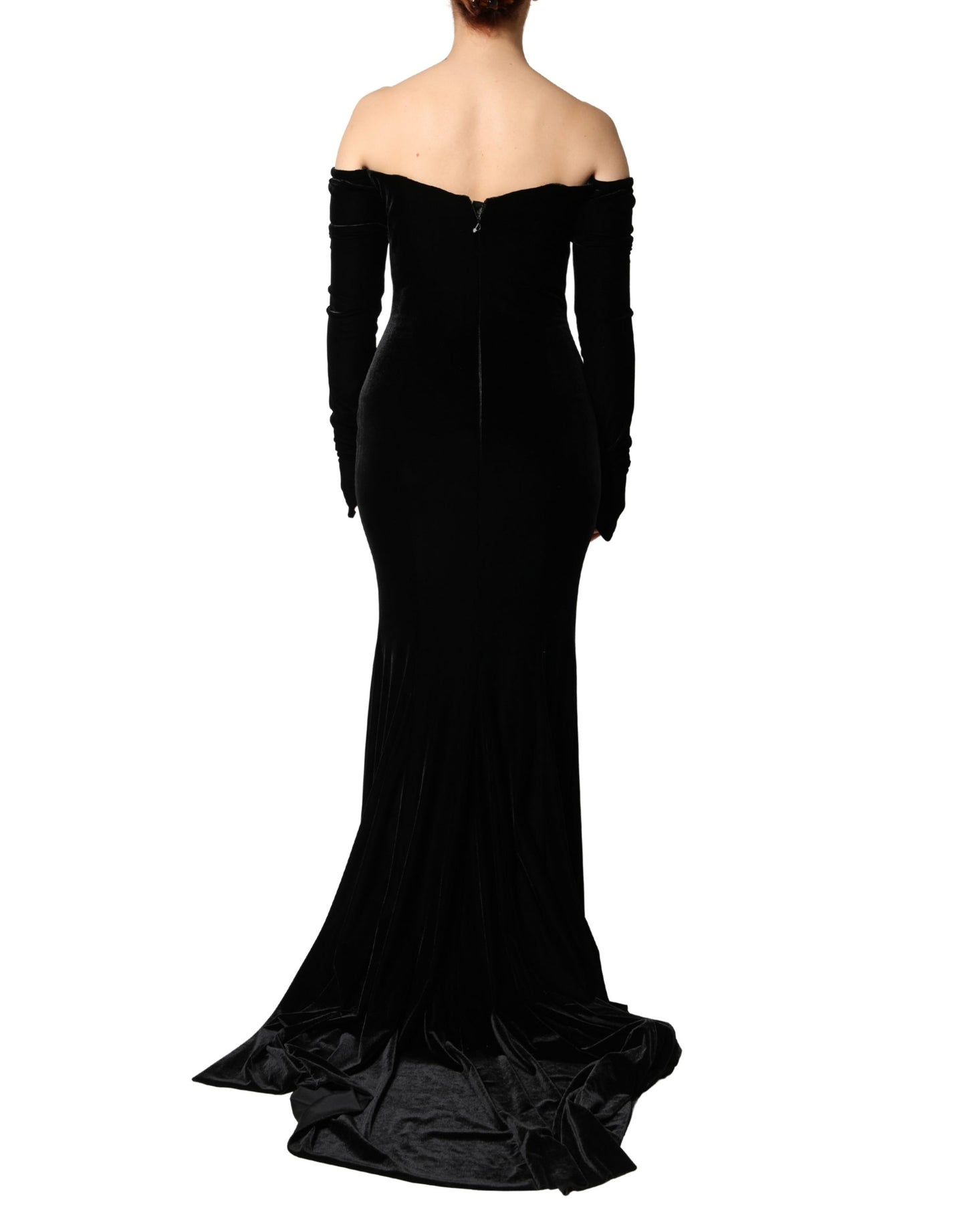 Robe Longue Fourreau Noire Épaules Dénudées Dolce & Gabbana
