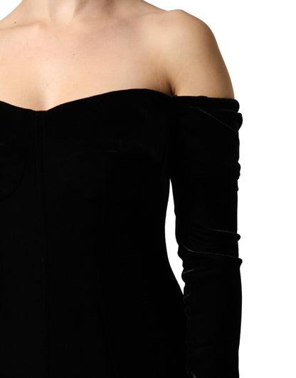 Robe Longue Fourreau Noire Épaules Dénudées Dolce & Gabbana