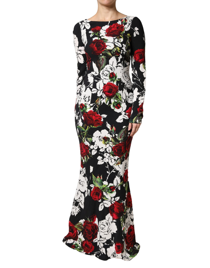 Vestido largo ajustado Dolce & Gabbana negro floral de viscosa