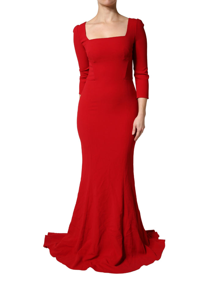 Vestido Tubo Sirena Ceñido Rojo de Viscosa Dolce & Gabbana