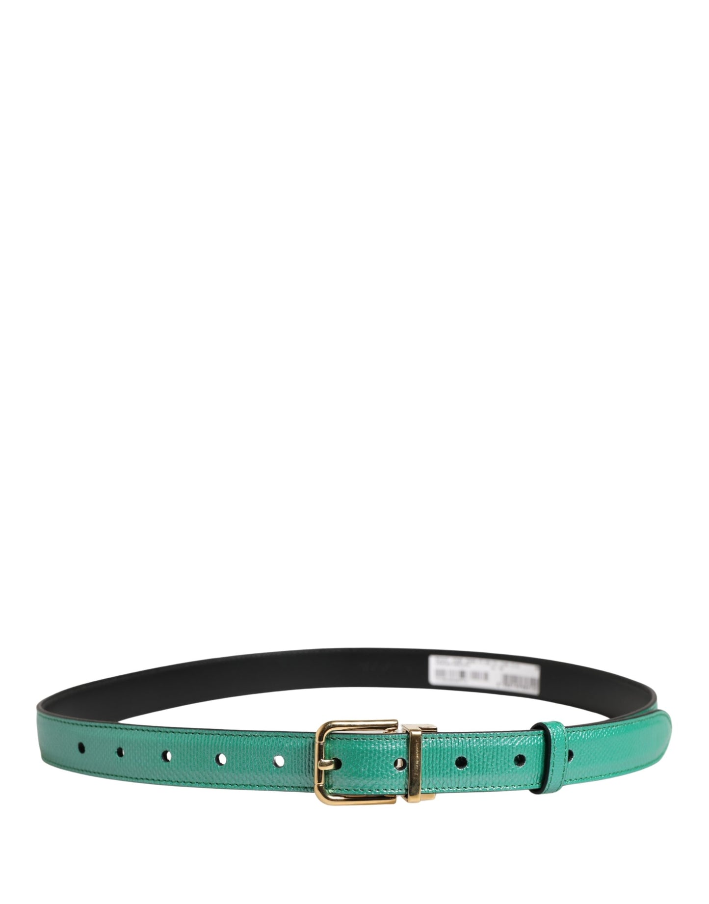 Cinturón de hombre Dolce & Gabbana verde clásico de piel con hebilla metálica